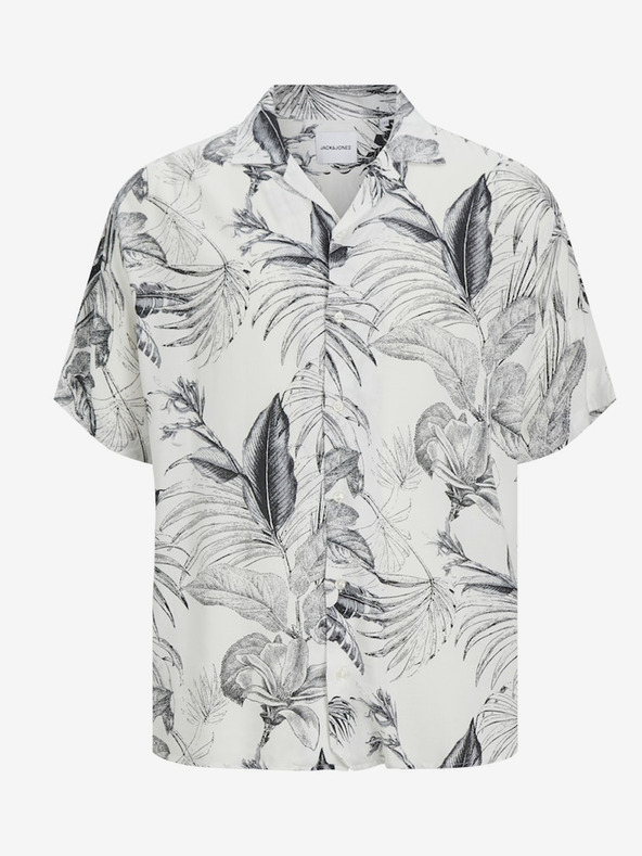 Jack & Jones Bílo-šedá pánská vzorovaná košile s krátkým rukávem Jack & Jones Guru