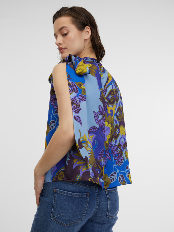 Orsay Modrá dámská vzorovaná saténová halenka ORSAY