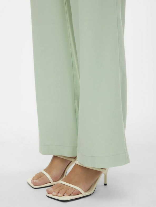 Vero Moda Světle zelené dámské široké kalhoty VERO MODA Carmen