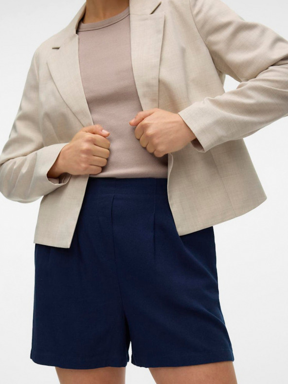 Vero Moda Tmavě modré dámské kraťasy s příměsí lnu Vero Moda Jesmilo