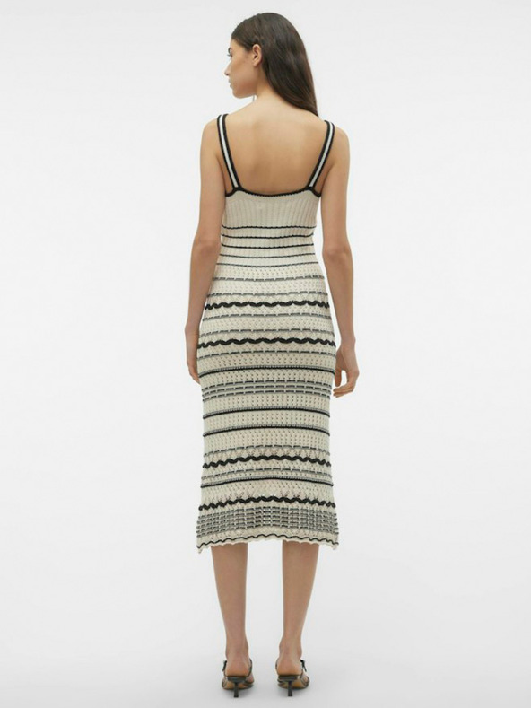 Vero Moda Černo-krémové dámské pruhované midi šaty Vero Moda Minou