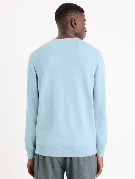 Celio Světle modrý pánský basic svetr Celio Decotonv