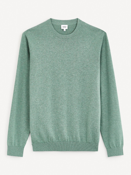Celio Zelený pánský basic svetr Celio Decoton