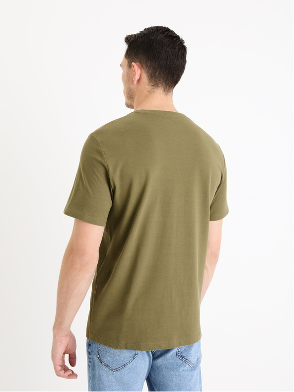 Celio Khaki pánské basic tričko Celio Gepik