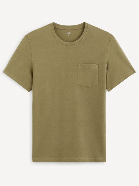 Celio Khaki pánské basic tričko Celio Gepik