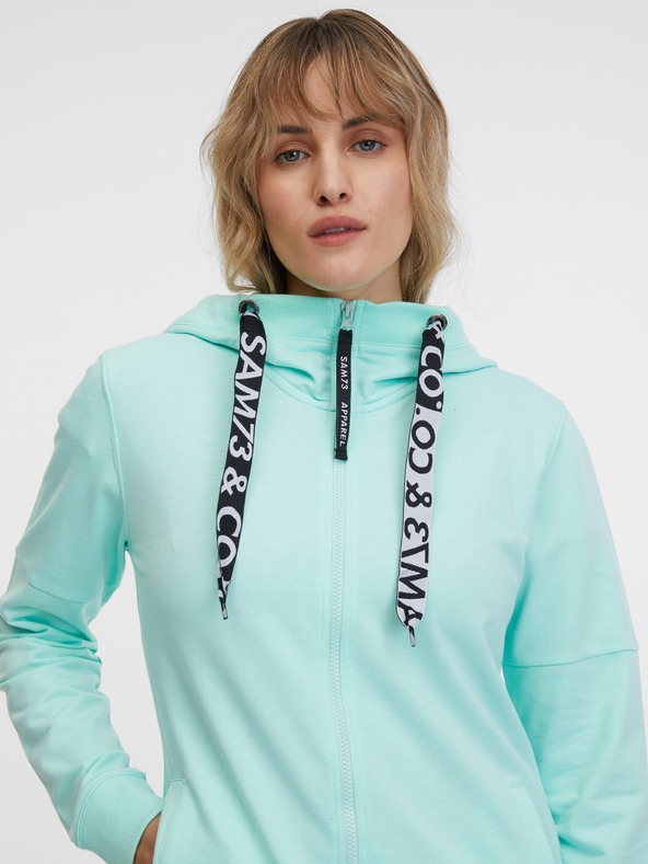 Sam 73 Tyrkysová dámská mikina na zip s kapucí SAM 73 Lisa