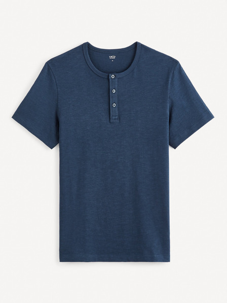 Celio Tmavě modré pánské basic tričko Celio Genperle