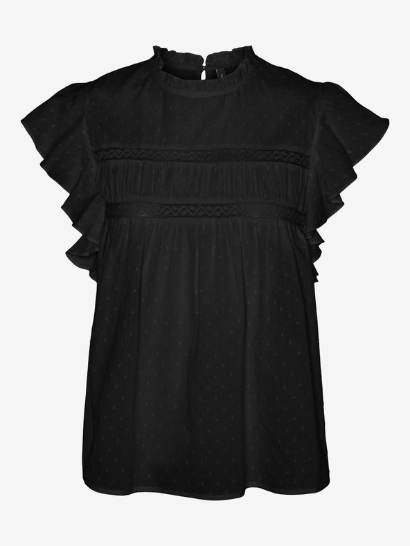 Vero Moda Černá dámská halenka s krajkou Vero Moda Trine