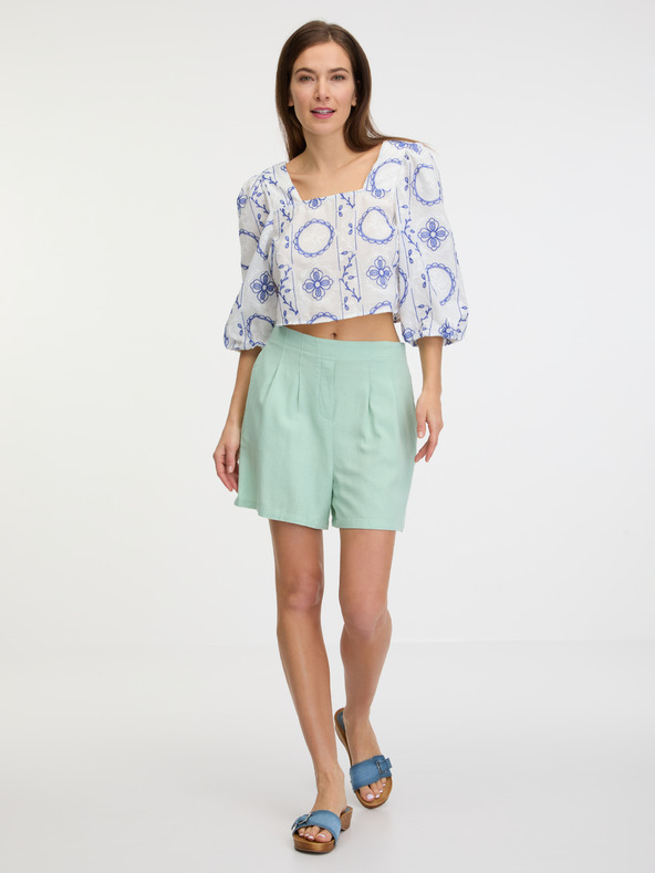 Vero Moda Světle zelené dámské kraťasy s příměsí lnu Vero Moda Jesmilo