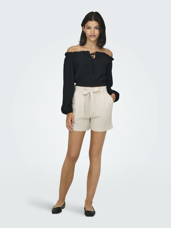 Jacqueline de Yong Krémové dámské lněné kraťasy JDY Say