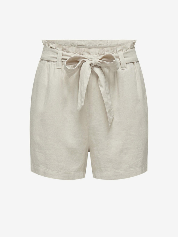 Jacqueline de Yong Krémové dámské lněné kraťasy JDY Say