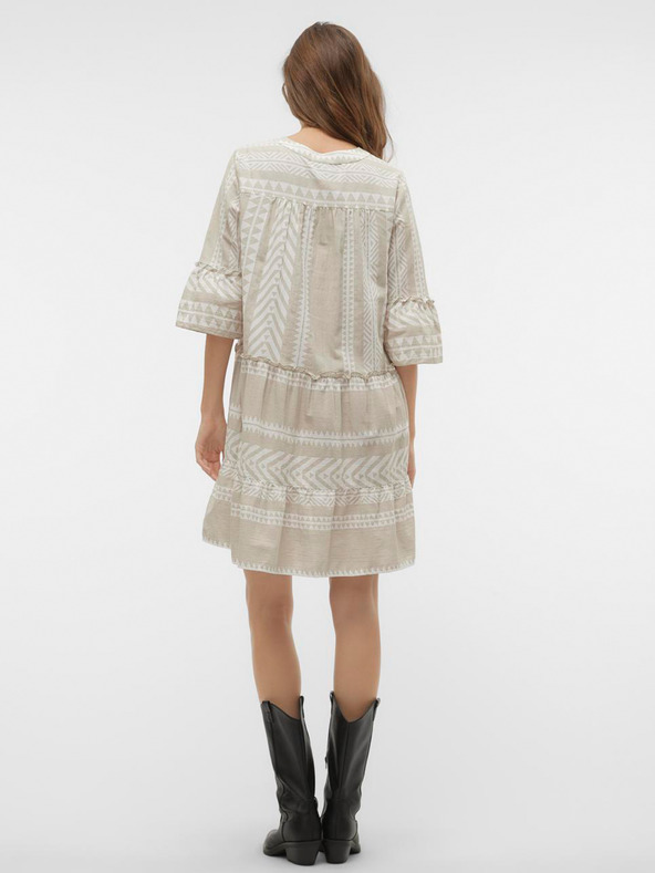 Vero Moda Bílo-šedé dámské vzorované šaty Vero Moda Dicthe