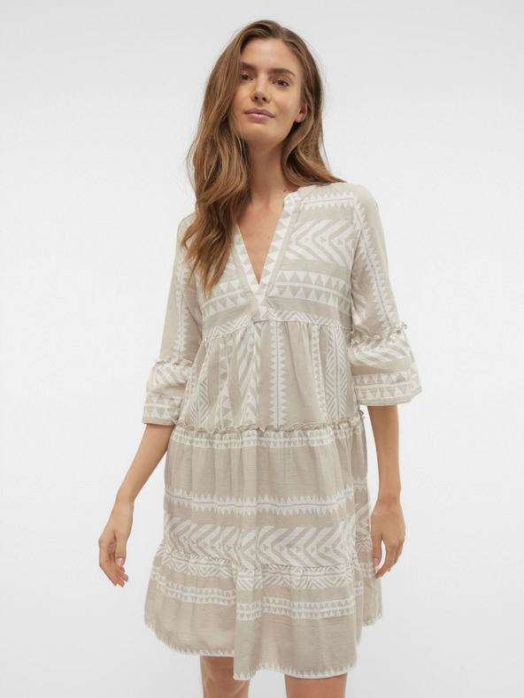 Vero Moda Bílo-šedé dámské vzorované šaty Vero Moda Dicthe