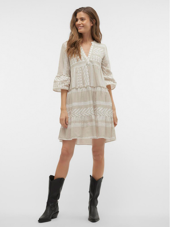 Vero Moda Bílo-šedé dámské vzorované šaty Vero Moda Dicthe