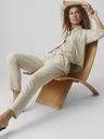 Vero Moda Béžové dámské kalhoty s příměsí lnu Vero Moda Jesmilo