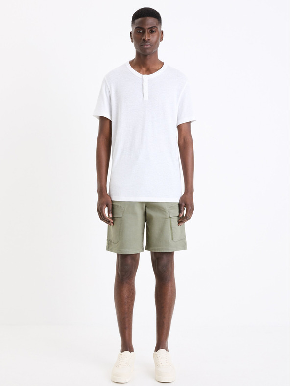 Celio Bílé pánské tričko s knoflíky Celio Geliney