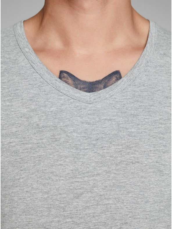 Jack & Jones Světle šedé žíhané basic tričko Jack & Jones Basic