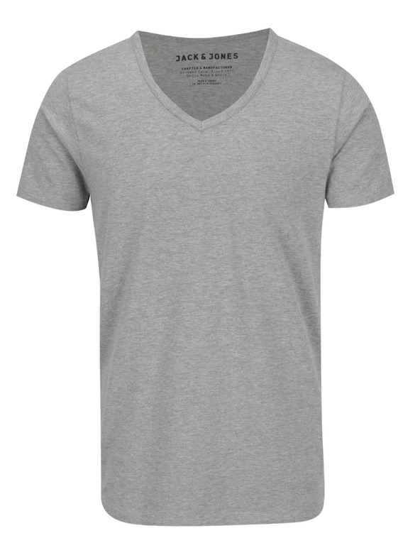 Jack & Jones Světle šedé žíhané basic tričko Jack & Jones Basic