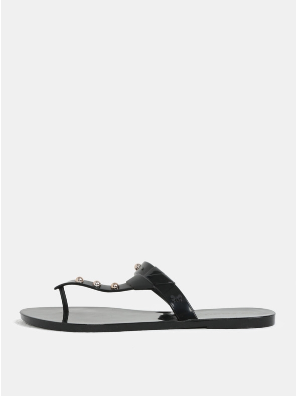 Zaxy Černé lesklé žabky s detaily ve zlaté barvě Zaxy Spike