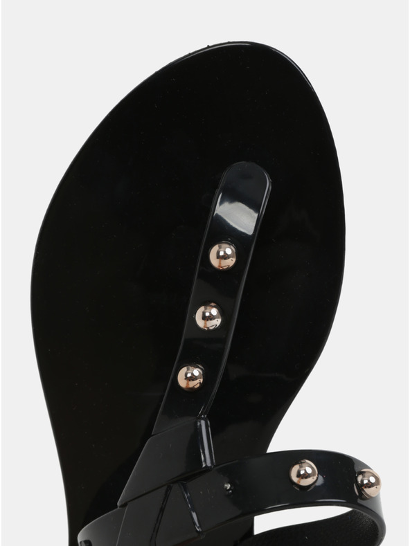 Zaxy Černé lesklé žabky s detaily ve zlaté barvě Zaxy Spike