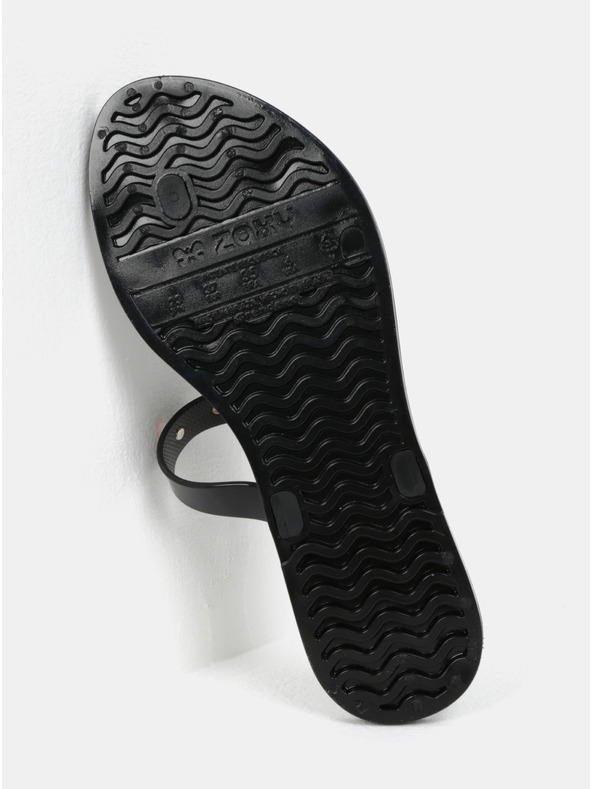 Zaxy Černé lesklé žabky s detaily ve zlaté barvě Zaxy Spike