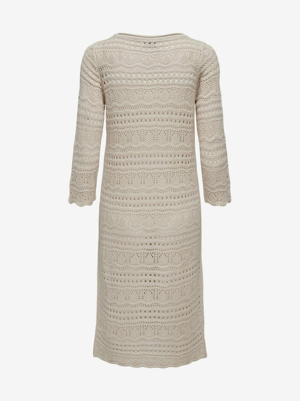 Jacqueline de Yong Béžové dámské pletené midišaty JDY Sun