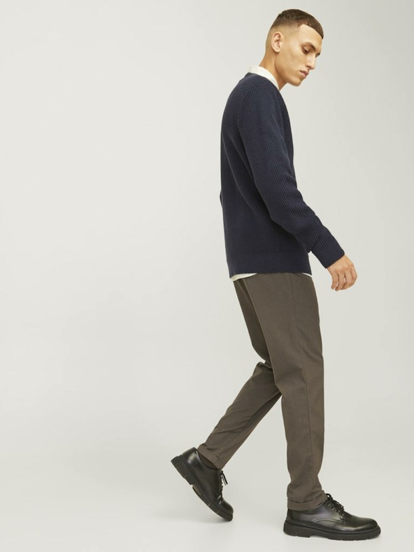 Jack & Jones Tmavě hnědé pánské chino kalhoty Jack & Jones Marco