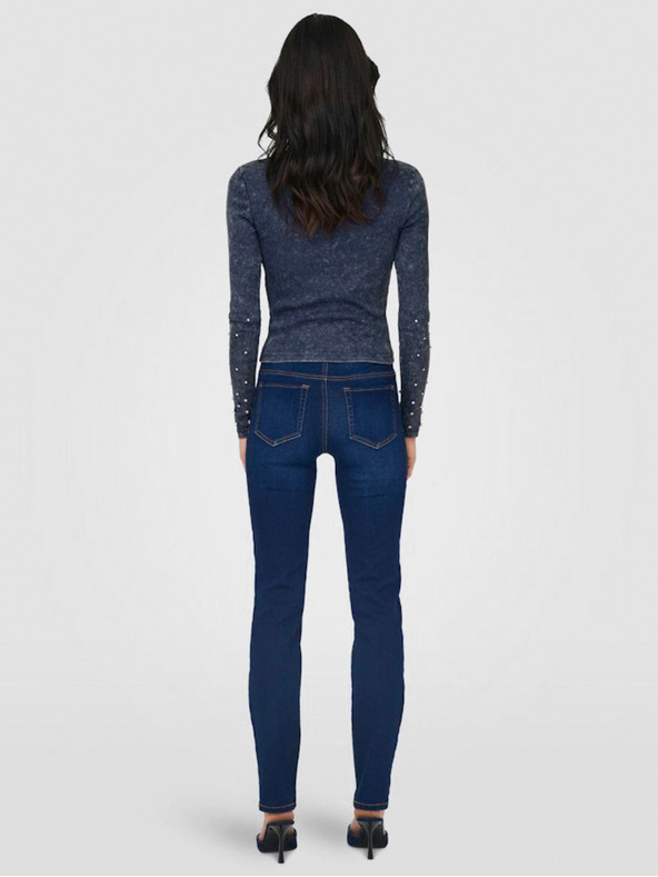 ONLY Tmavě modré dámské žebrované tričko ONLY Valerie