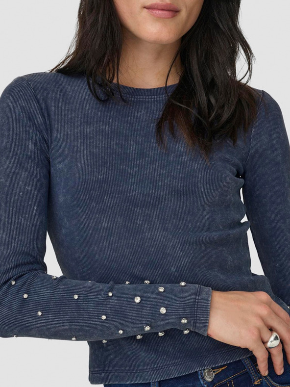 ONLY Tmavě modré dámské žebrované tričko ONLY Valerie