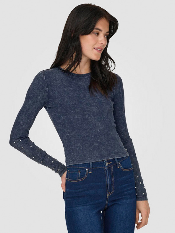 ONLY Tmavě modré dámské žebrované tričko ONLY Valerie