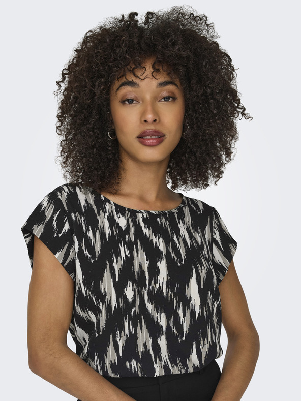 ONLY Béžovo-černá dámská vzorovaná halenka ONLY Vic