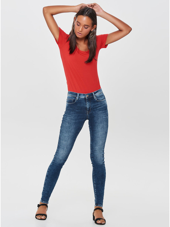 ONLY Modré skinny fit džíny s potrhaným efektem ONLY