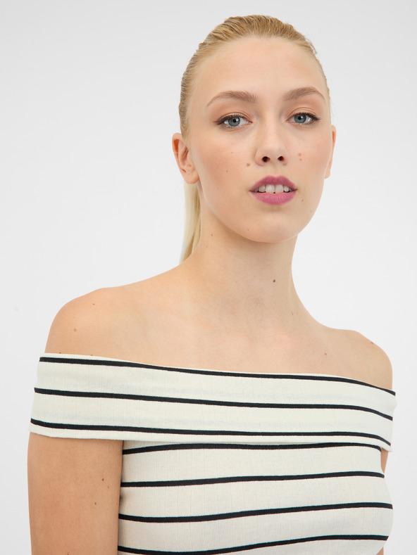 Orsay Bílo-černé dámské tričko s krátkým rukávem ORSAY