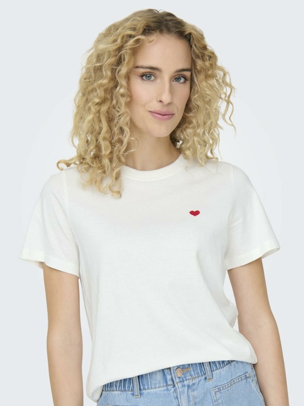 Jacqueline de Yong Krémové dámské tričko JDY Pisa