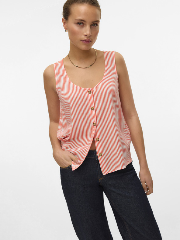 Vero Moda Bílo-oranžová dámská pruhovaná halenka Vero Moda