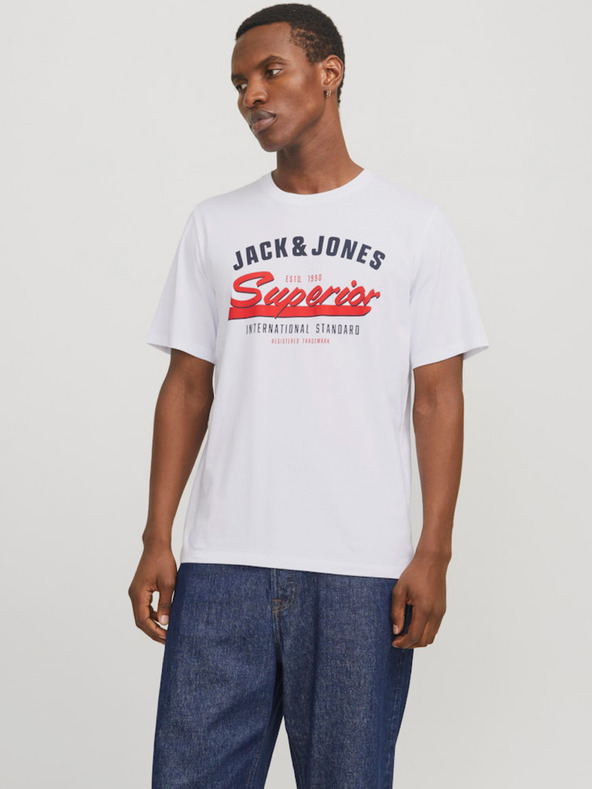 Jack & Jones Bílé pánské tričko Jack & Jones Logo