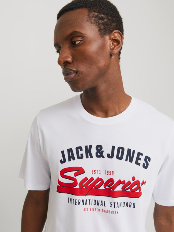 Jack & Jones Bílé pánské tričko Jack & Jones Logo