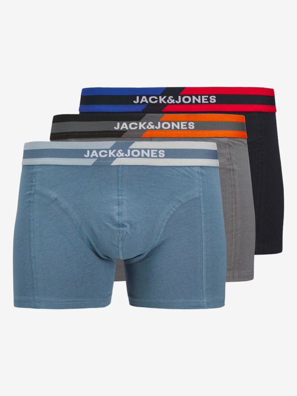 Jack & Jones Sada tří pánských boxerek v modré, šedé a černé barvě Jack & Jones