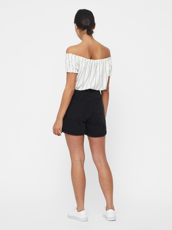 Vero Moda Černé džínové kraťasy s vysokým pasem VERO MODA Nineteen