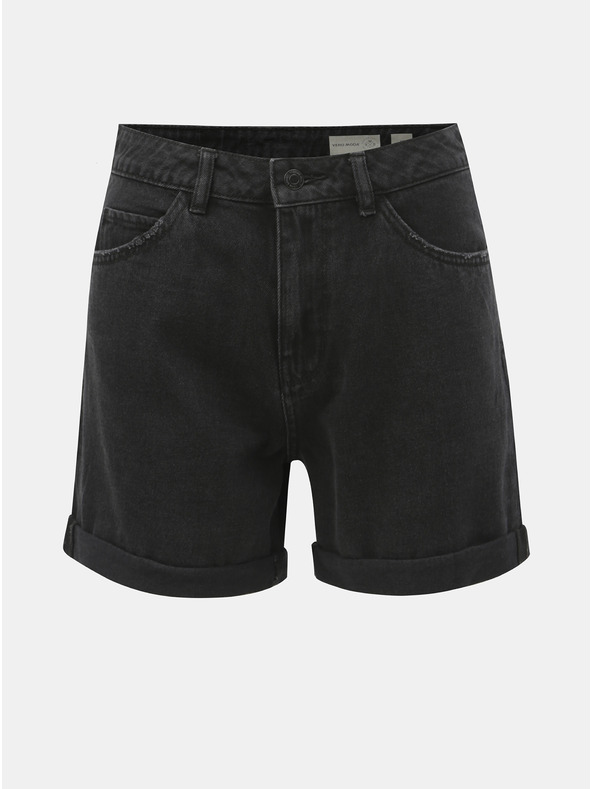 Vero Moda Černé džínové kraťasy s vysokým pasem VERO MODA Nineteen