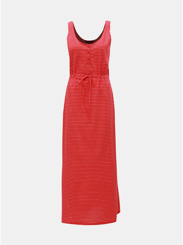 Vero Moda Červené pruhované basic maxišaty s knoflíky a rozparky VERO MODA Daina