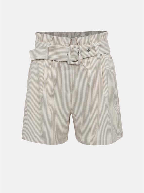 Vero Moda Béžové pruhované kraťasy s vysokým pasem VERO MODA Gally