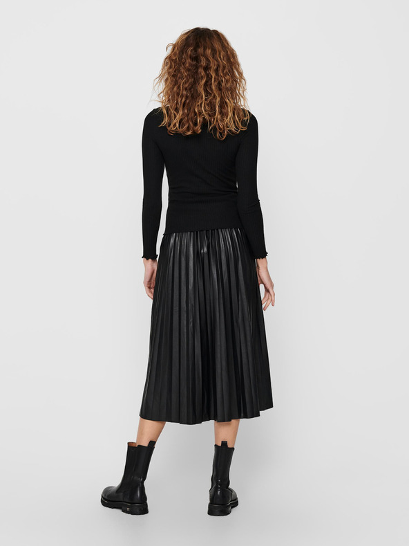 ONLY Černé žebrované tričko ONLY Emma