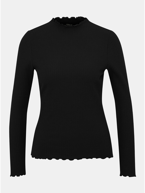 ONLY Černé žebrované tričko ONLY Emma