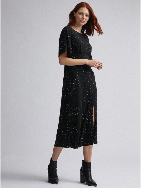 Dorothy Perkins Černé puntíkované midišaty Dorothy Perkins