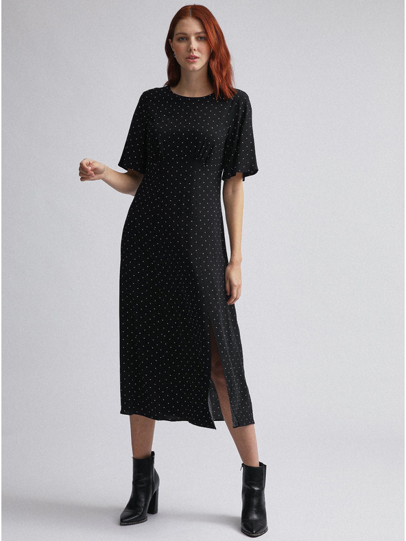 Dorothy Perkins Černé puntíkované midišaty Dorothy Perkins