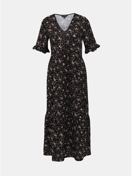 Miss Selfridge Černé vzorované maxi šaty Miss Selfridge
