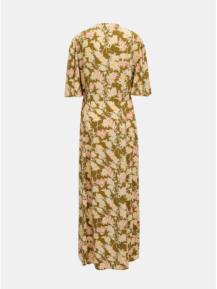Pieces Khaki květované maxi šaty Pieces Polly