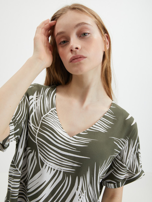 ONLY Khaki vzorovaná halenka ONLY Augustina