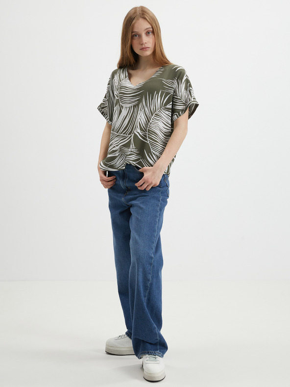 ONLY Khaki vzorovaná halenka ONLY Augustina
